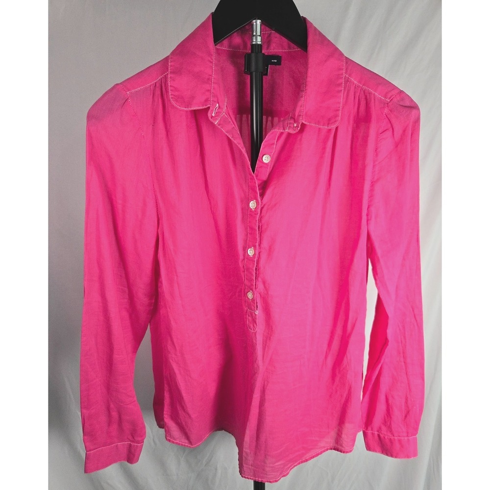 Gap Size S‎ Pink Sheer Popover Shirt 100% Cotton Long Sleeve Preppy Coastal